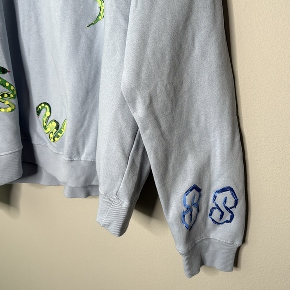 Coney Island Picnic Art Doodles Puff Print Sweatshirt in Kentucky Blue Size XL - Picture 5 of 9